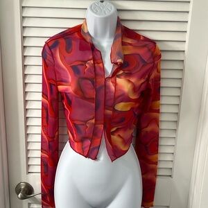 Pink and orange mesh top